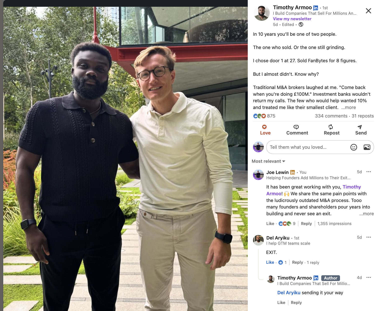 Timothy Armoo and Joe Lewin - DealFlowAgent founding partnership