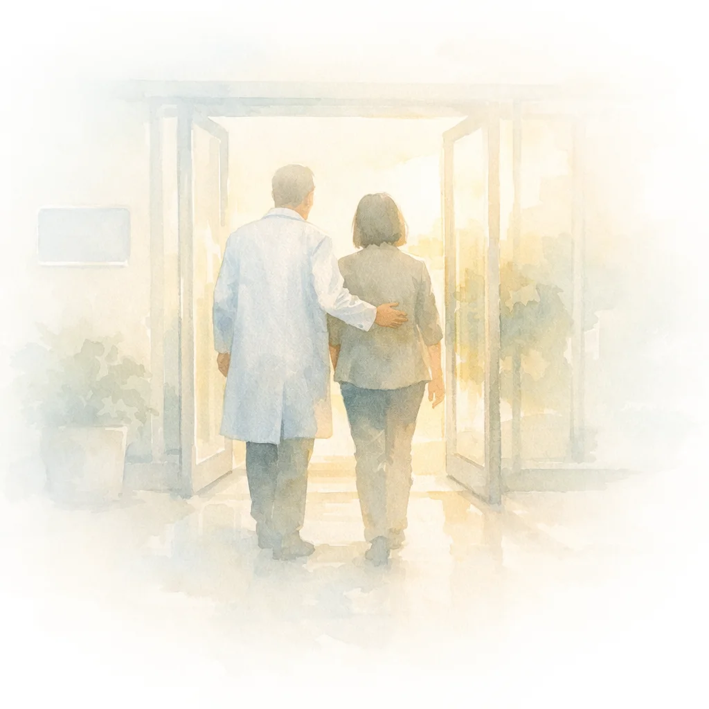 Dental practice owner walking into the sunlight