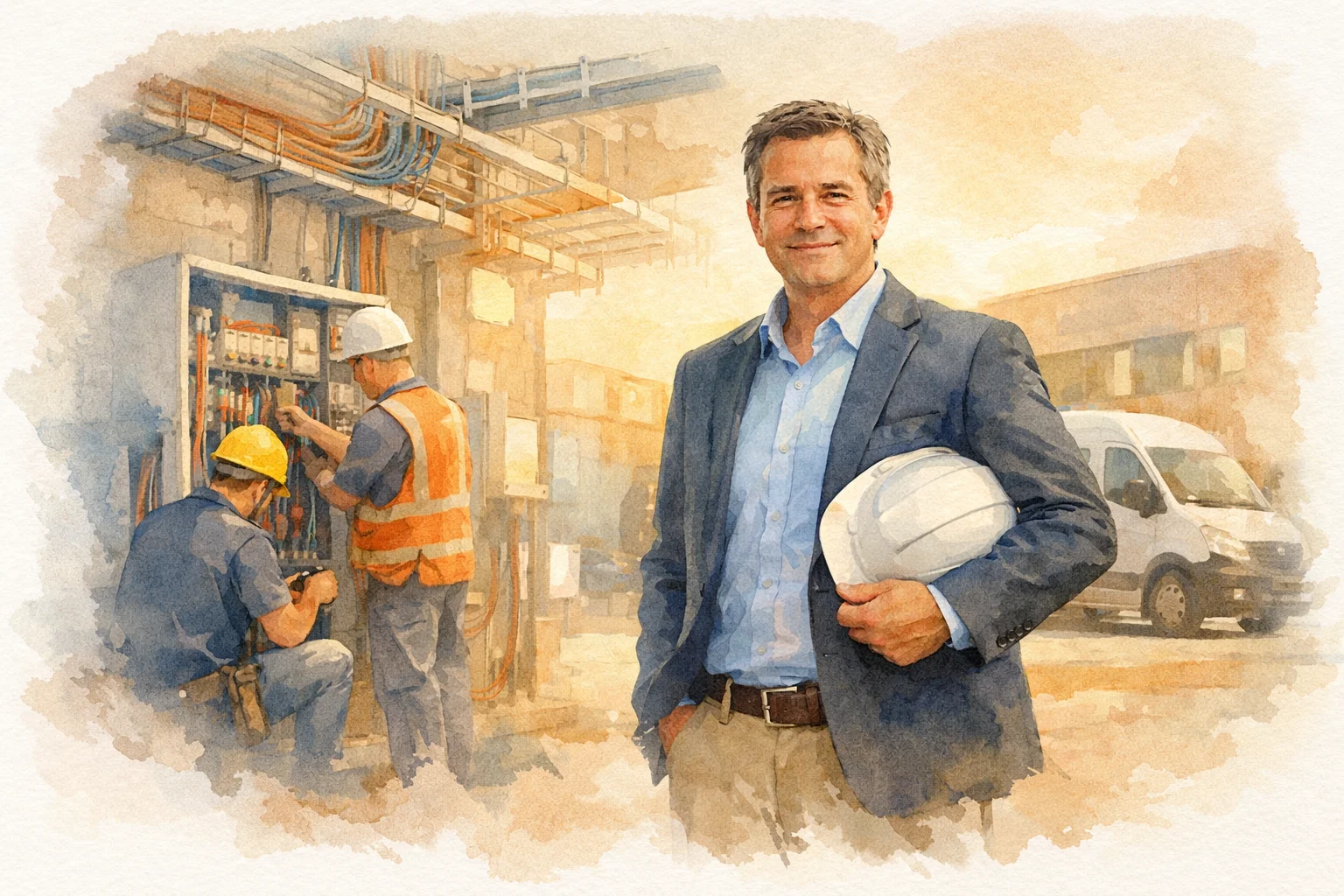 Electrical contracting business owner at a commercial site