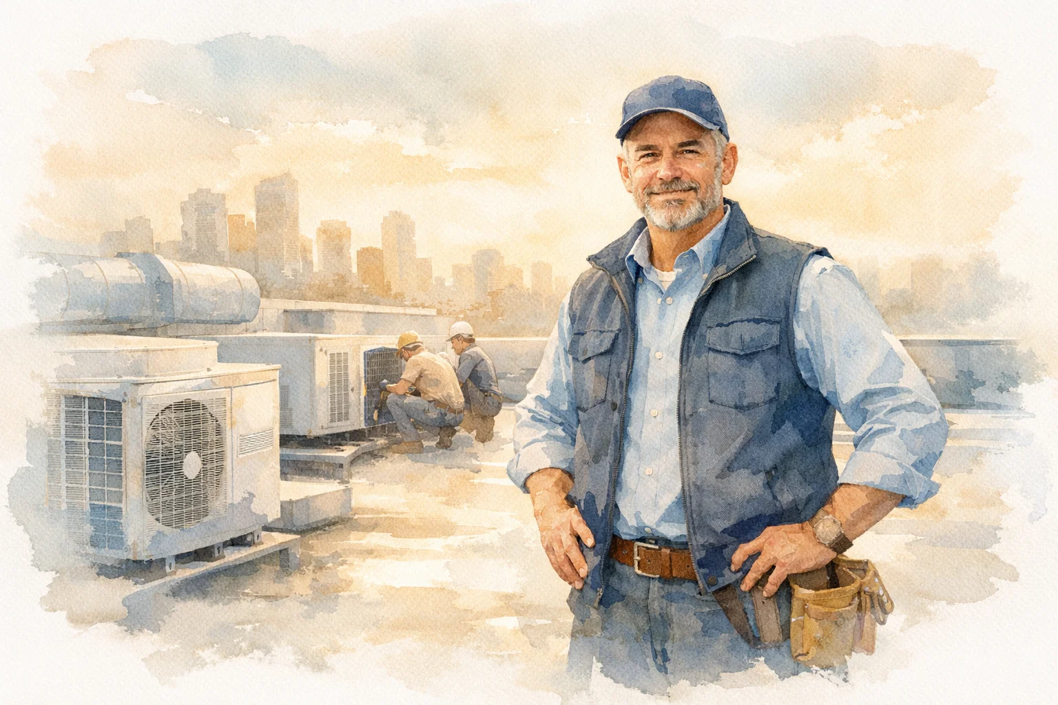 HVAC business owner with commercial plant room